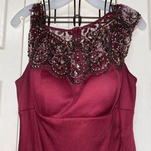 Maroon Jeweled Formal Dress